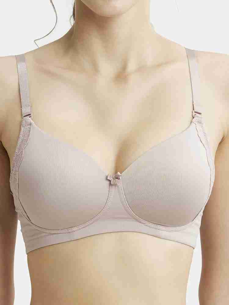 Jockey 1816 Women's Wirefree Padded Soft Touch Microfiber Nylon Elastane  Stretch Full Coverage Lace Styling Multiway T-Shirt Bra with Adjustable