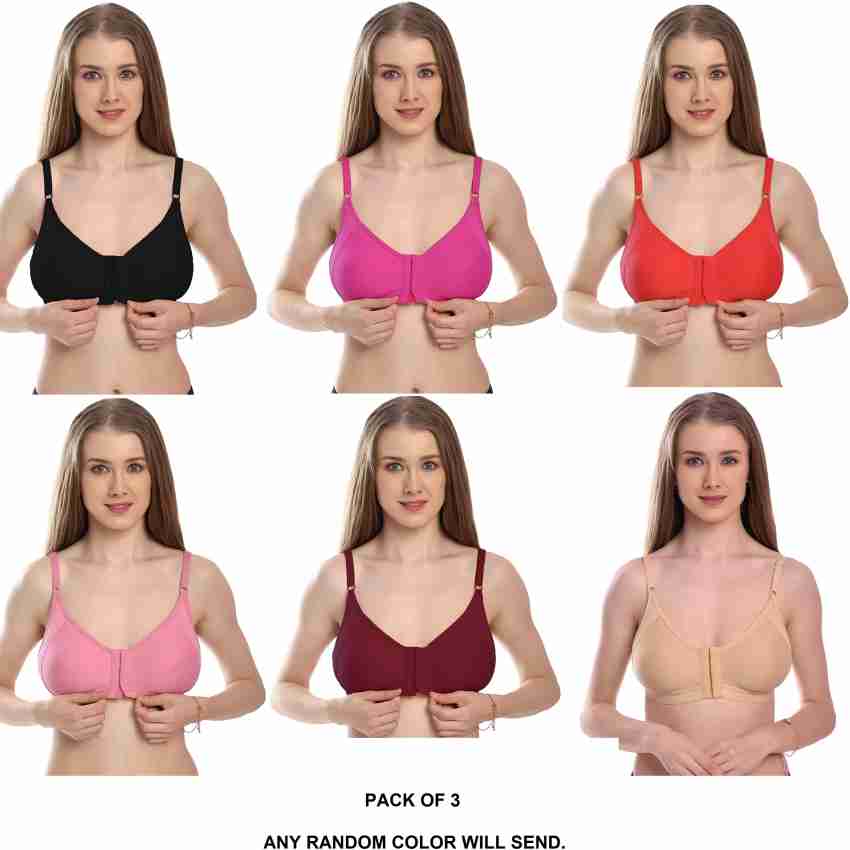 Foxique Front Open Bra for Women's - Pack of 3 - Multicolor Women Everyday  Non Padded Bra - Buy Foxique Front Open Bra for Women's - Pack of 3 -  Multicolor Women