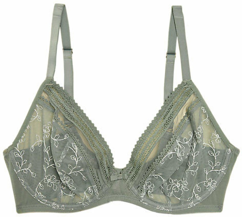 MARKS SPENCER M&S AUTOGRAPH EMBROIDERED PADDED TURQUOISE GREEN BALCONY BRA  32A *