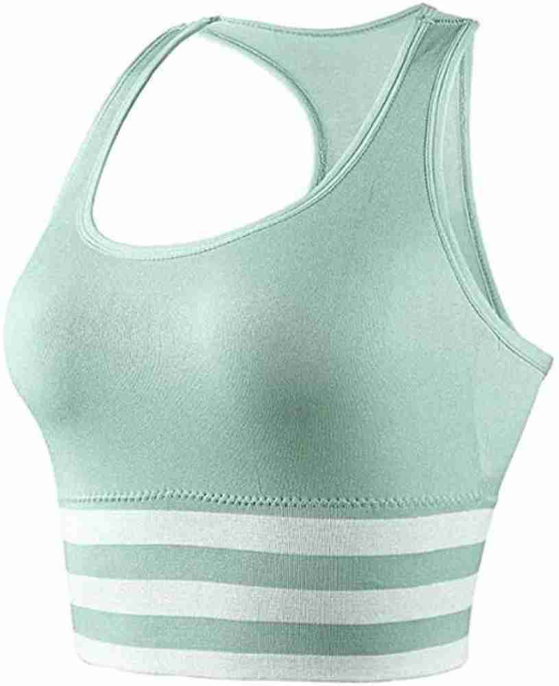 DISOLVE Sports Bras for Women – T Back Medium Support Sports Bra with  Removable Cups Free Size (28 Till 34) Pack of 1 Sea Green Color