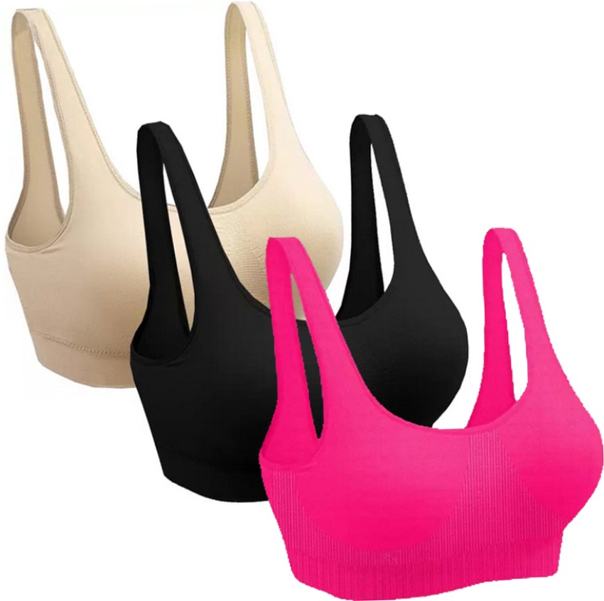 BRAAFEE Pack of 3 girls sports cotton non padded beginner bra Girls Sports  Non Padded Bra - Buy BRAAFEE Pack of 3 girls sports cotton non padded beginner  bra Girls Sports Non