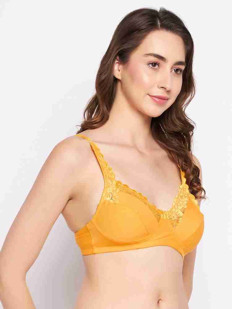 Buy Clovia Non-Padded Non-Wired Full Cup Bra in Yellow - Cotton online