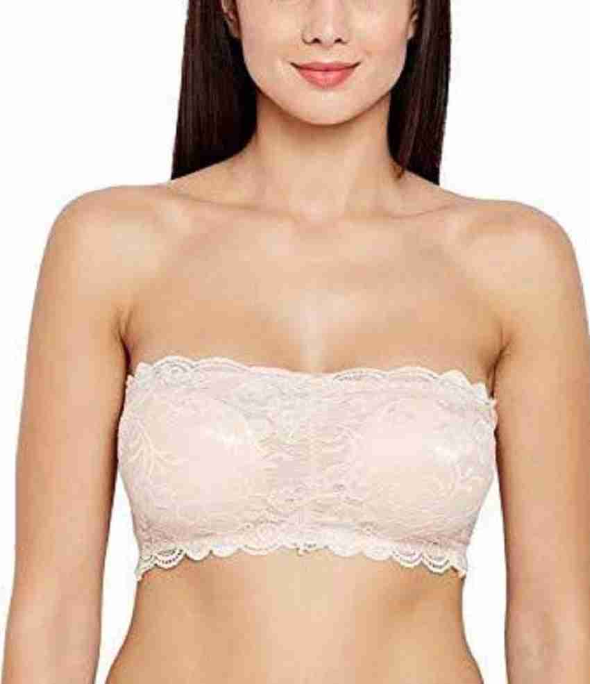 Buy VanillaFudge Lace Tube Bra with Transparent Strap Back Closure Women  Full Coverage Lightly Padded Bra (30-Beige) bra, bra for girls, bras