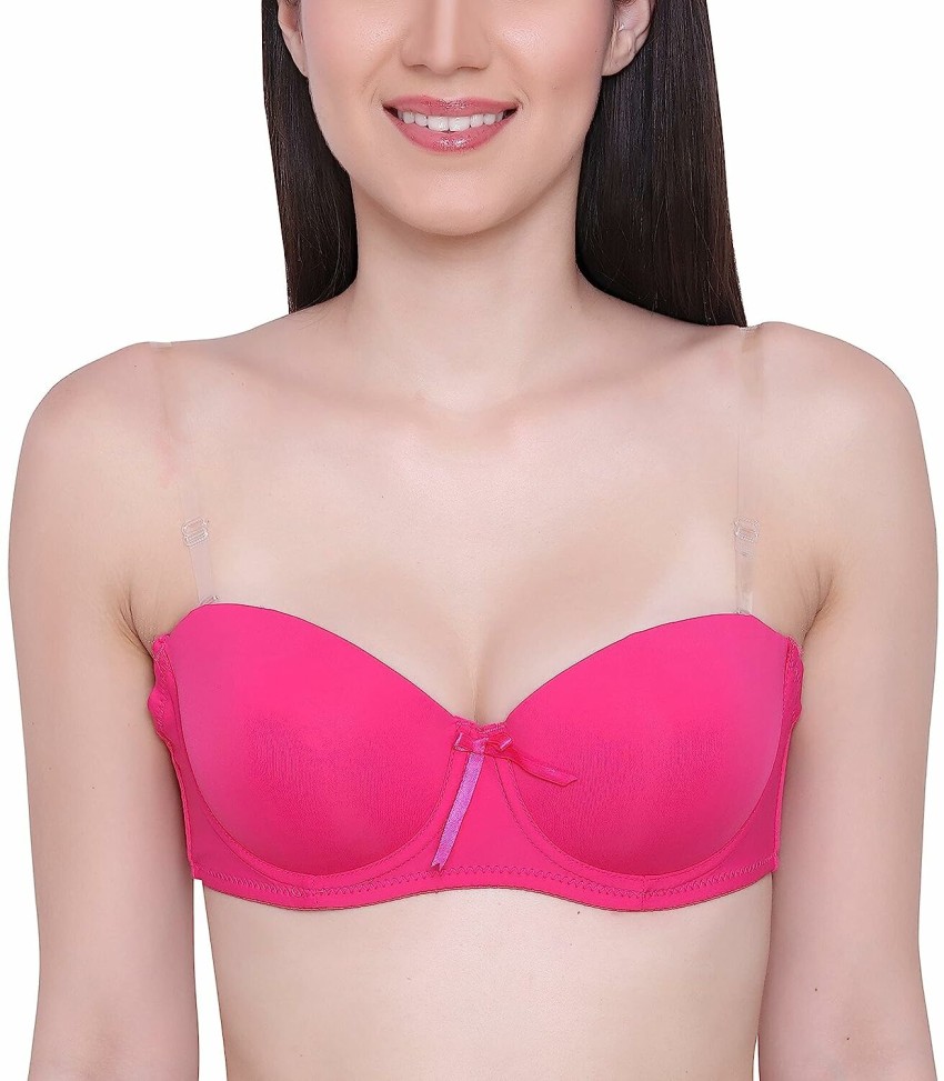 QAUKY Women Silicone Lightly Padded Wire Free Push up Bra for