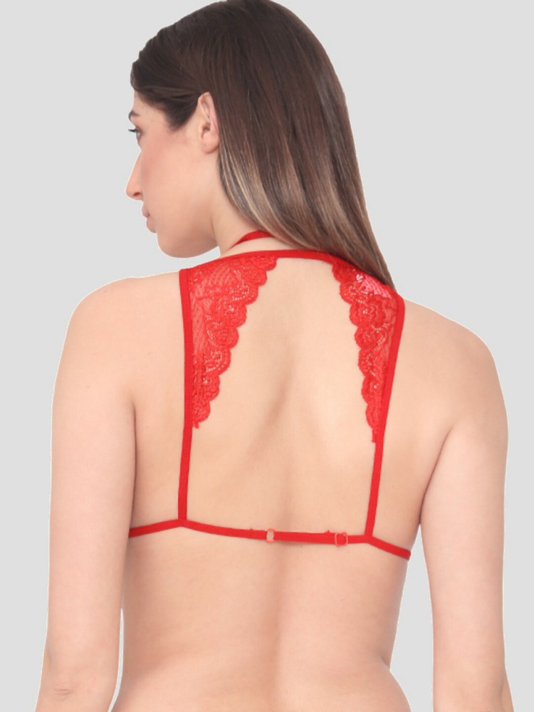 Red Strappy Back Lace Bralette
