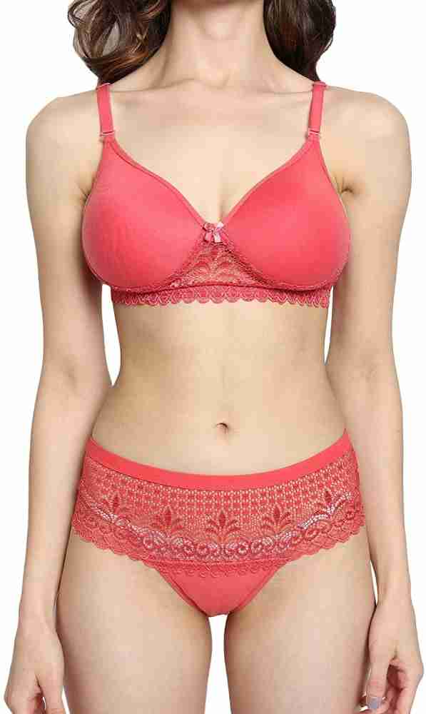 Non Padded Lace Bra And Panty Set  Lingerie Set Pack of 2 - Bodyshell