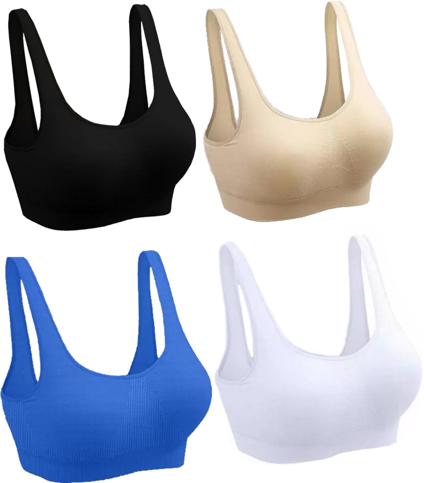 BRAAFEE Pack of 4 girls Air sports cotton non padded Gym bra Girls