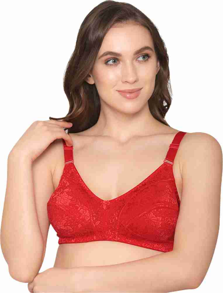 Buy Kalyani Lightly Padded Cotton T Shirt Bra - Red Online at Low