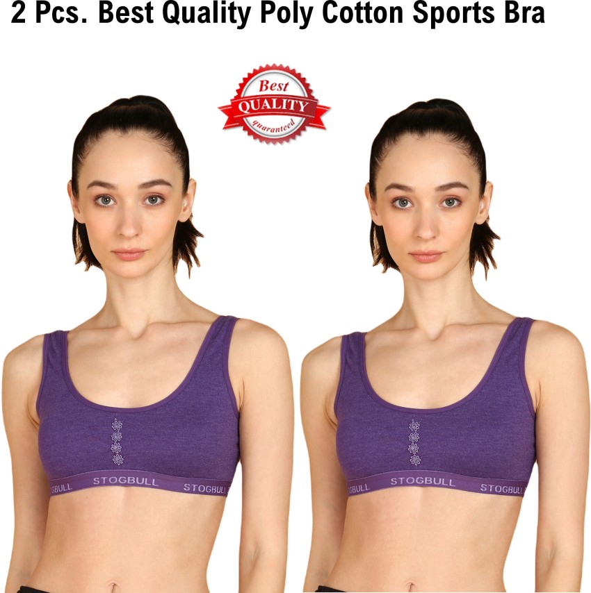 Buy STOGBULL Cotton Lycra Stretchable Full Coverage Non Padded Sports Bra  Combo Pack of 2 for Gym Yoga Exercise Running Workout Regular Daily use at
