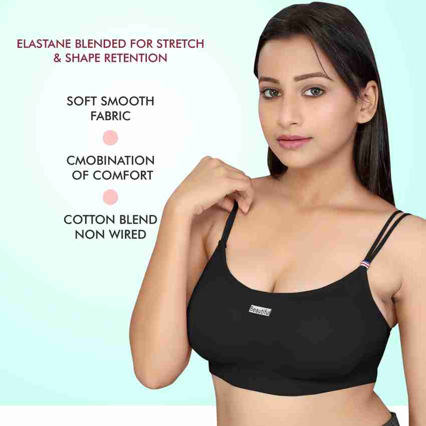 Non Padded Wirefree Full Coverage Stretch Cotton Cami Bra for