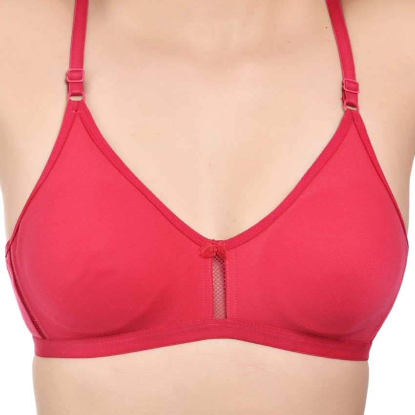 Buy Alishan Non Padded Cotton Plunge Bra - Red Online at Low Prices in  India 