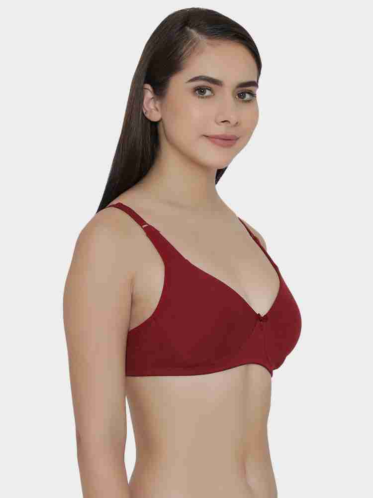 Buy Lady One Women Maroon Cotton Blend Full Coverage Non Padded