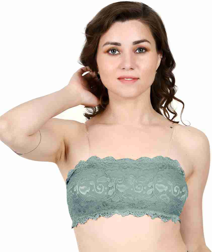 Buy GARMONY Women Transparent Straps Tube Top Lace Net Bra / Bralette With  Pad Women Bandeau/Tube Lightly Padded Bra Online at Best Prices in India