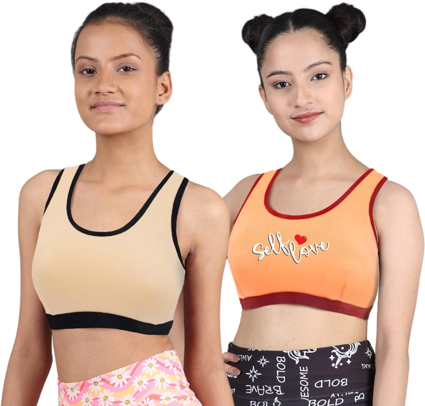 Buy D'chica Sports Bra for Women Girls, Cotton Non-Padded Full