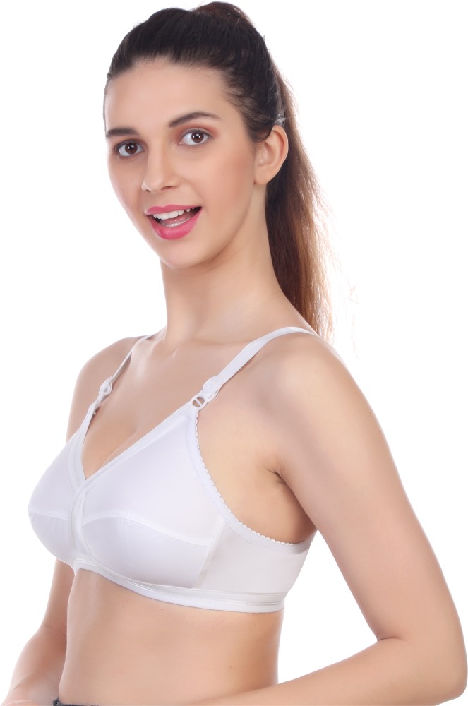 Rajnie Women’s Pure Cotton Non-Padded Full Coverage Plus-Size Everyday Bra  Pack of 2 (White,Skin-38DD)