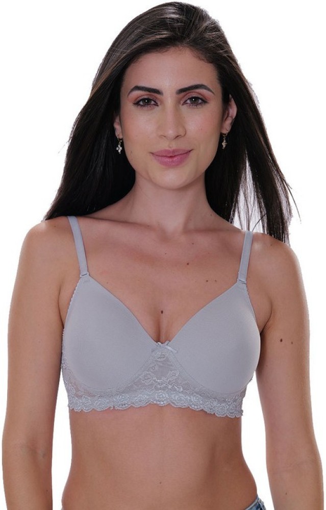 Buy AAVOW Lace Non-Padded Non-Wired Full Coverage Bra (B, 30) Blue at
