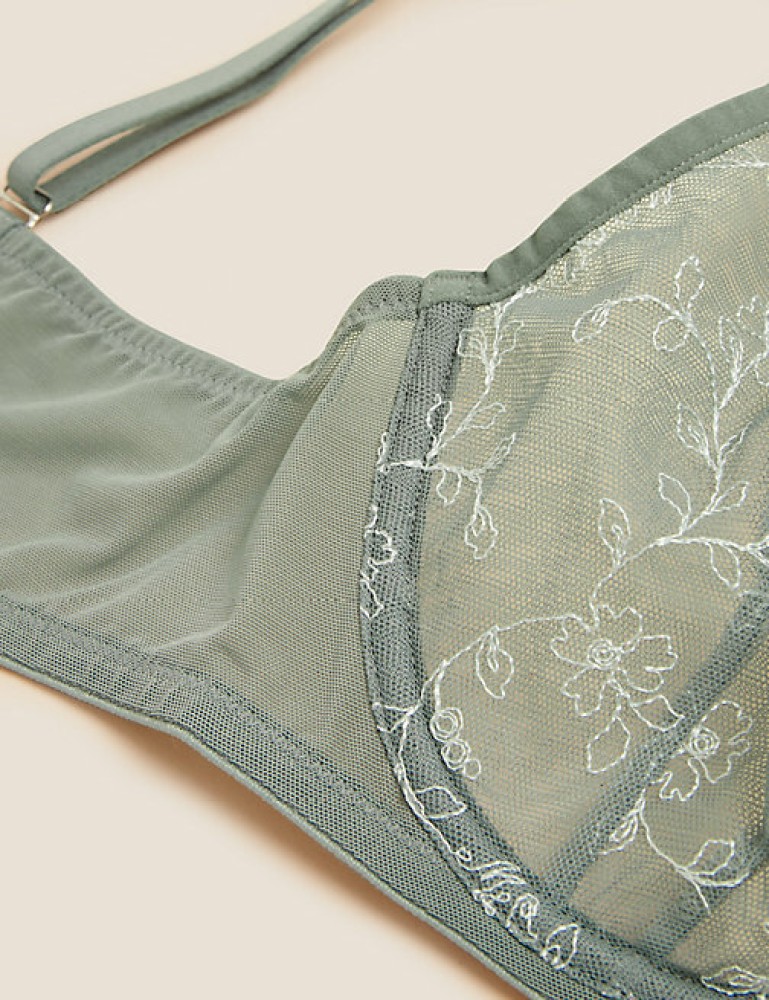 MARKS & SPENCER Archive Embroidery Wired Plunge Bra T332101DUSTY GREEN  (36C) Women Everyday Non Padded Bra - Buy MARKS & SPENCER Archive  Embroidery Wired Plunge Bra T332101DUSTY GREEN (36C) Women Everyday Non