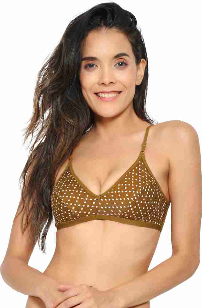 Aimly Aimly Cotton Non-Padded Non-Wired Printed Bra Black Rani Red