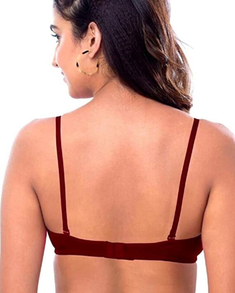 HANG BANG Women's Padded Non Wired Transparent Detachable Bra (Maroon, 32B)  Women Everyday Lightly Padded Bra - Buy HANG BANG Women's Padded Non Wired  Transparent Detachable Bra (Maroon, 32B) Women Everyday Lightly