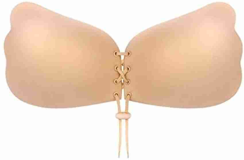 QAUKY Backless Strapless Push up stick on padded bra Women Stick