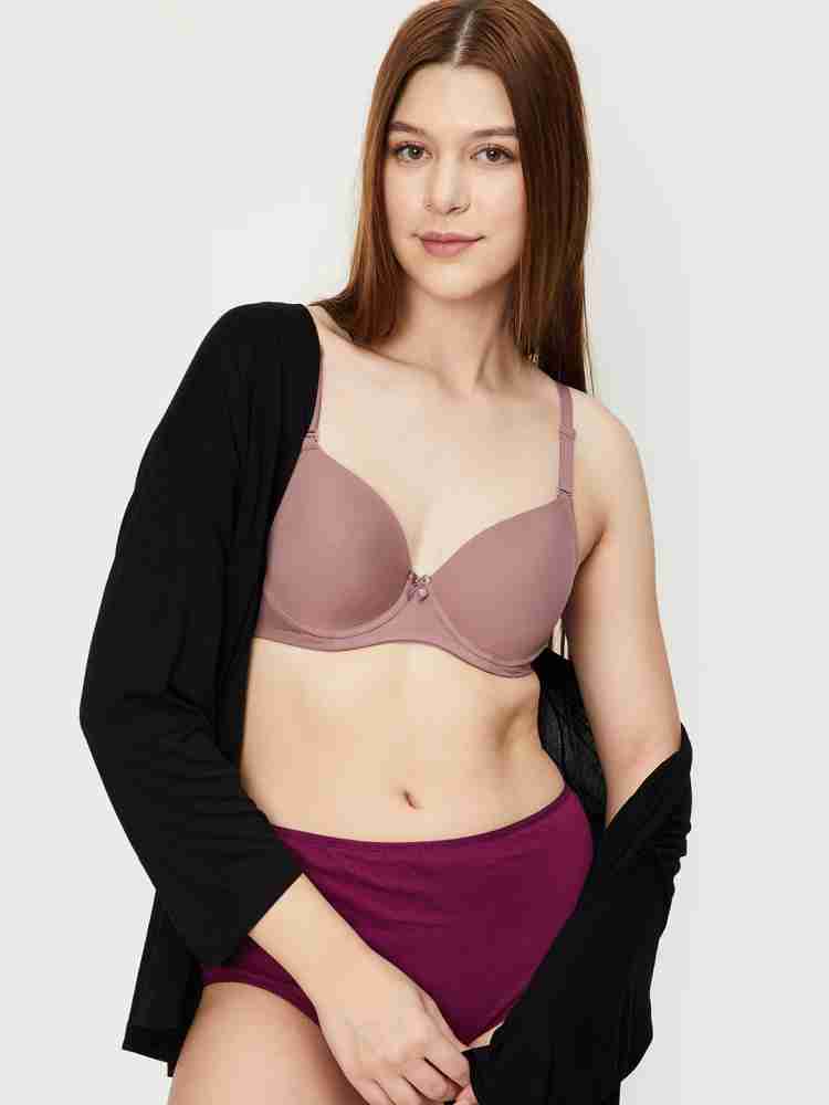 Groversons Paris Beauty Women T-Shirt Lightly Padded Bra (Voilet)