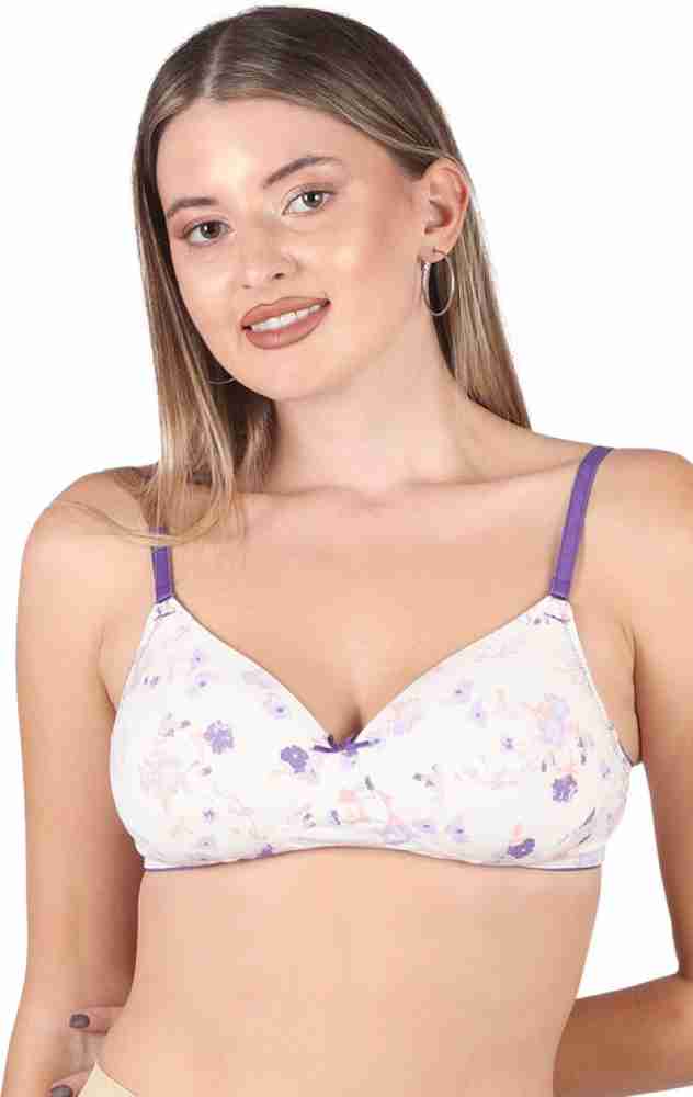 Buy Aavow Women Blue Cotton Blend T-Shirt Lightly Padded Bra (42B