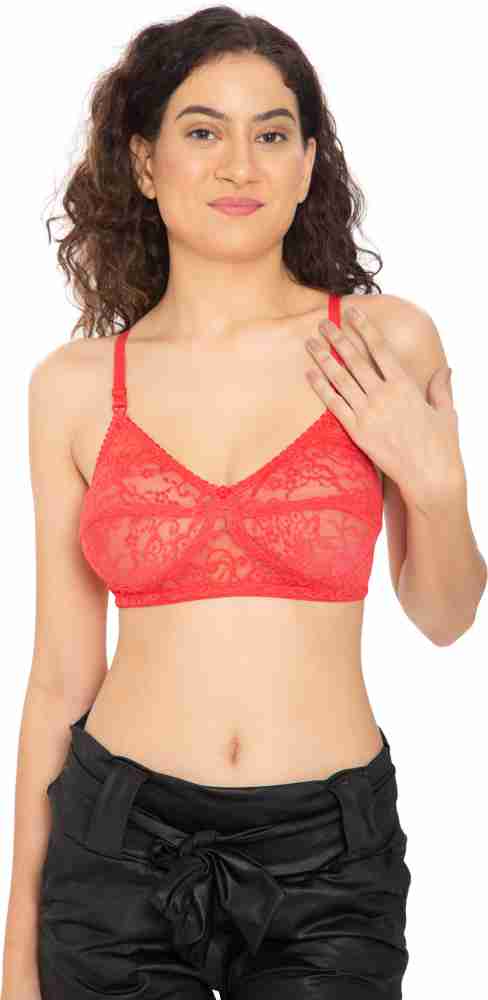 Phoenex Women's Net Design Cotton Non Padded Wired Free Everyday Bra Brown  Color