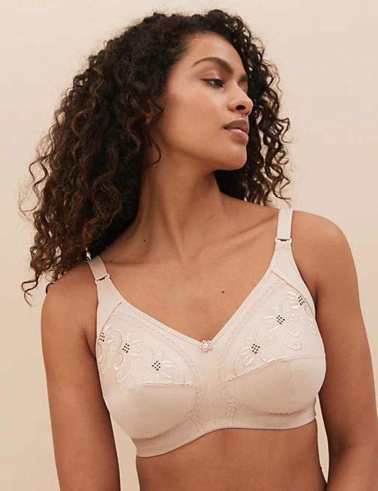 MARKS & SPENCER Total Support Embroidered Full Cup Bra C-H T338020OPALINE ( 34E) Women Everyday Non Padded Bra - Buy MARKS & SPENCER Total Support  Embroidered Full Cup Bra C-H T338020OPALINE (34E) Women