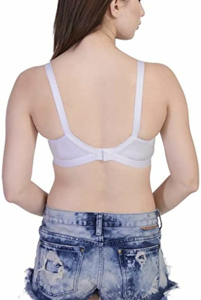 A1 unique White Pure 100% Cotton Elastic Strap Bra for Womens