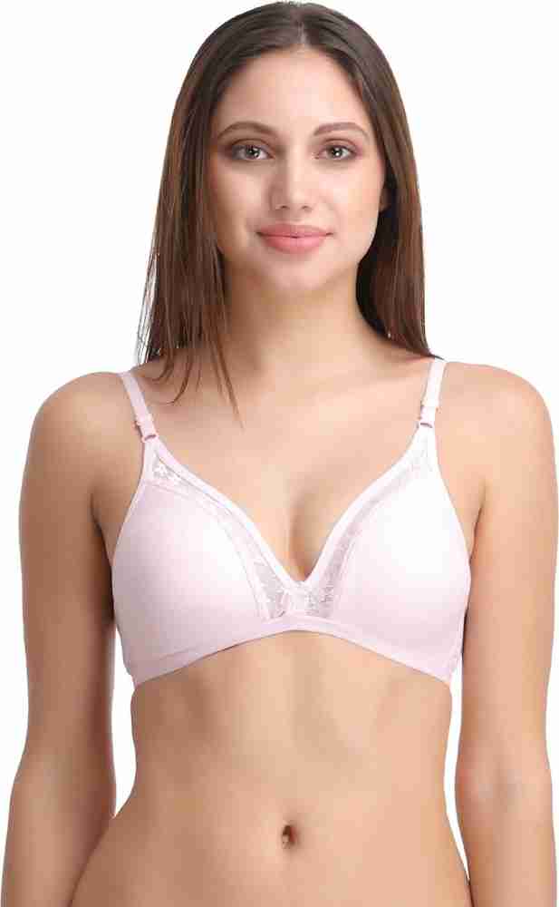 Clovia Non Padded Demi Cup T-Shirt Bra With Lace In Pink Women T