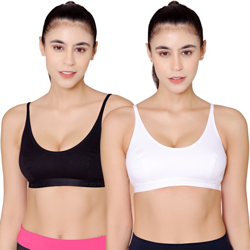 Buy Bodycare Sports Bra In Grey-Black-Skin Color (Pack of 3) - 32B Online
