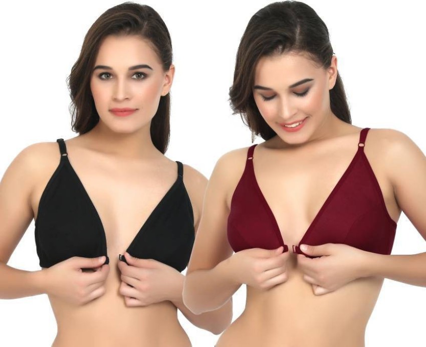 Desiprime Stylish B Cup Front Open Bra Set of 2 Women Plunge Non