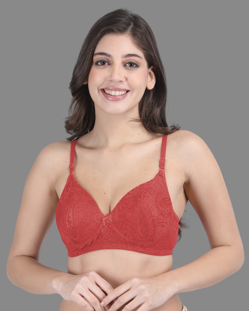 Ladies Lace & Net Non Padded Non-Wired Regular Bra In Multicolor