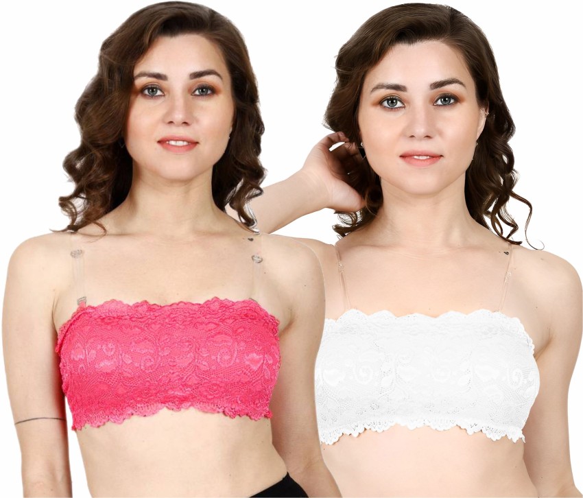 Buy JUSTFABS Women Transparent Straps Tube Top Lace Net Bra / Bralette With  Pad Women Bandeau/Tube Lightly Padded Bra Online at Best Prices in India