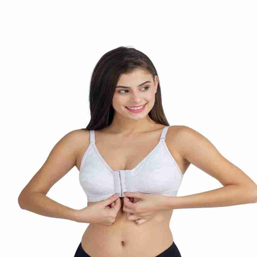 Buy Foxique Women Fancy Front Hook Bra, Cotton Non Paded White Front Open  Bra Women Full Coverage Non Padded Bra Online at Best Prices in India