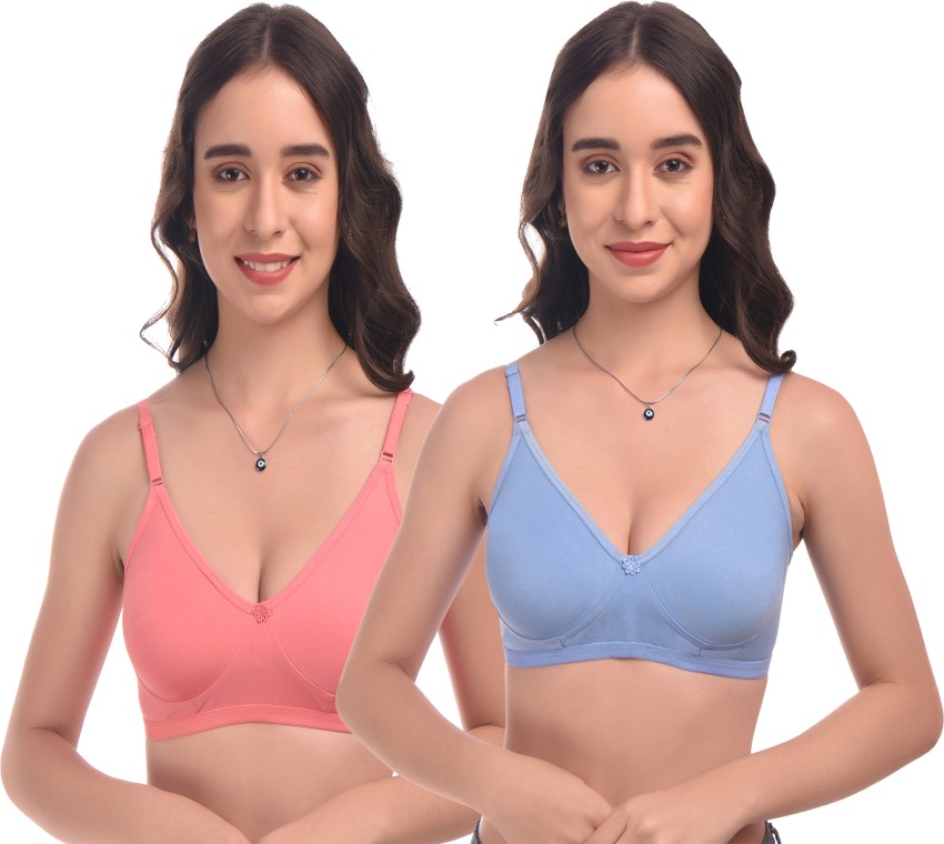 Buy Elina Non Padded Cotton T Shirt Bra - Blue Online at Low Prices in  India 