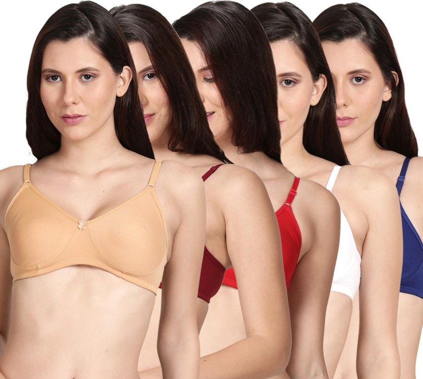 Shyle Shyle cute Non Padded Seamed Casual Bra-Multicolor(Pack of 5