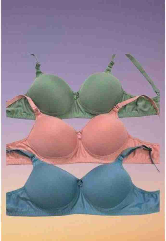 Buy shuraim essentials Women Everyday Heavily Padded Bra (Multicolor) Combo  Pack of 3 (B, 30) at