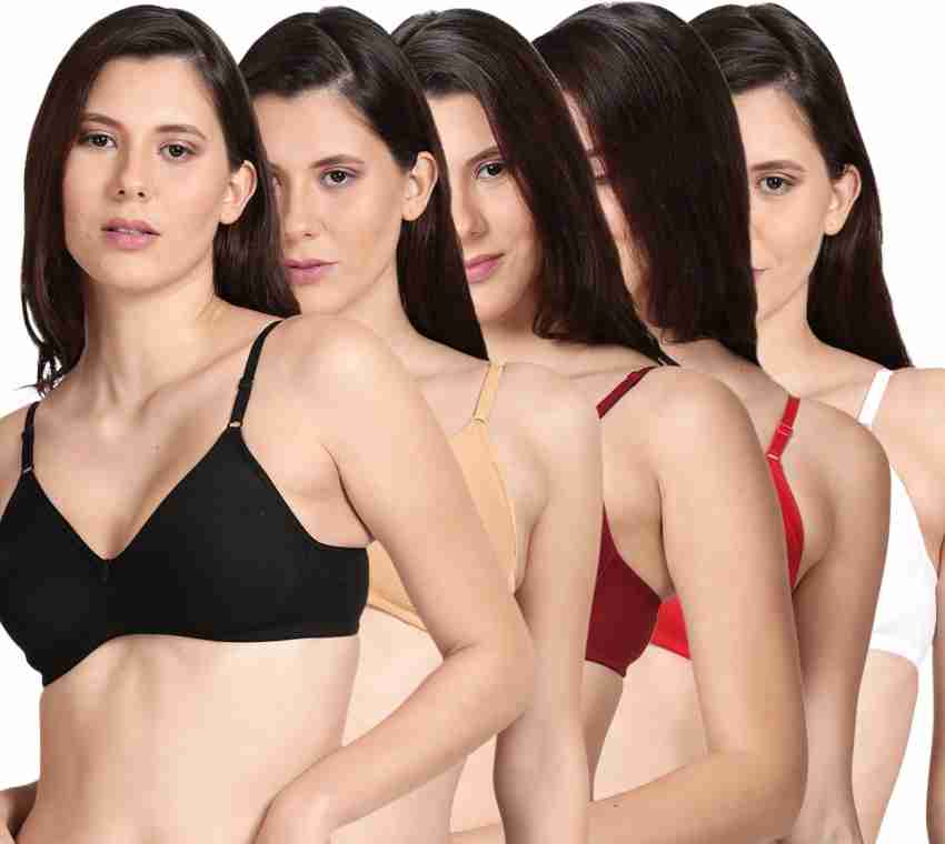 Shyle Shyle Cute Non Padded Seamed Casual Bra.Multicolor (Pack of