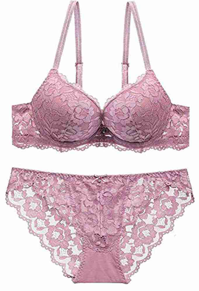 WolkomHome Bra Wired Padded Bra Panty Bridal Set With Lace for