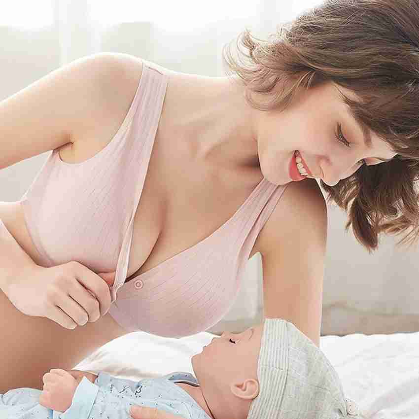 Women Fancy Stylish Women Non Padded Maternity Breast Feeding Bra(Pack of 3)