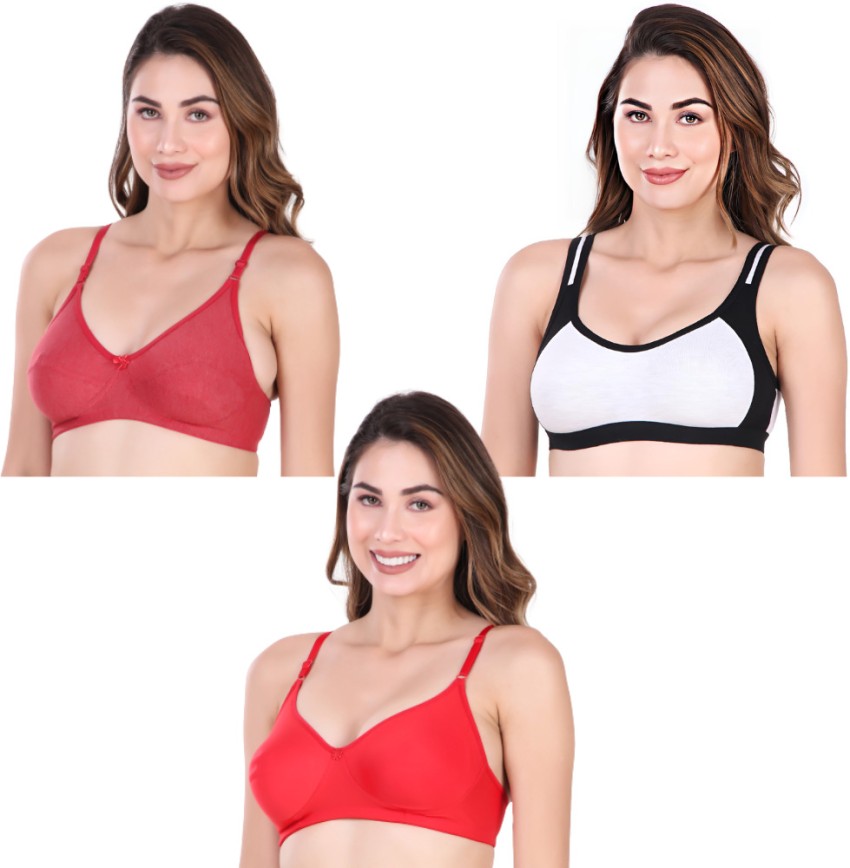 Explore india Pack of 3 Combo Bra Set Non-Padded & Non-Wired with