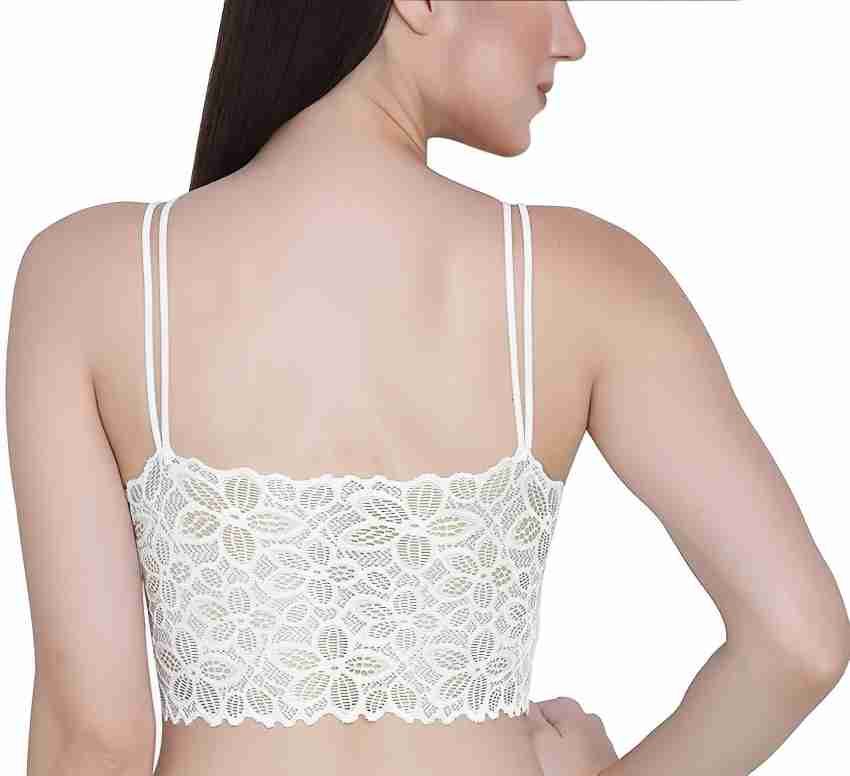 White Lace Bralette Bra Size Small With Pads Adjustable Straps NEW