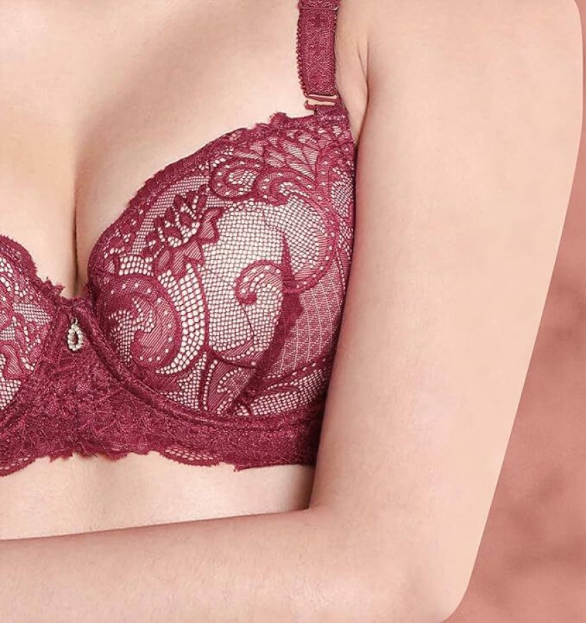 Buy online Maroon Laced T-shirt Bra from lingerie for Women by Susie for  ₹489 at 42% off