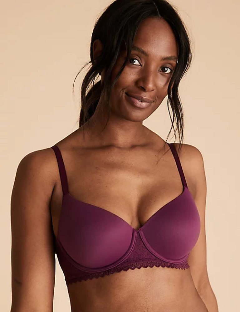 MARKS & SPENCER Sumptuously Soft™ Wired T-Shirt Bra T332253MEDIUM MULBERRY  (36D) Women Everyday Lightly Padded Bra - Buy MARKS & SPENCER Sumptuously  Soft™ Wired T-Shirt Bra T332253MEDIUM MULBERRY (36D) Women Everyday Lightly