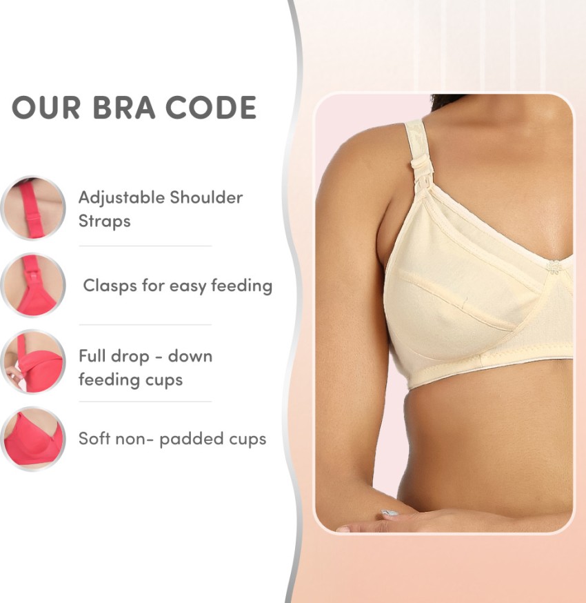 Maternity/Nursing Bras Non-Wired, Non-Padded - Pack of 3 with free