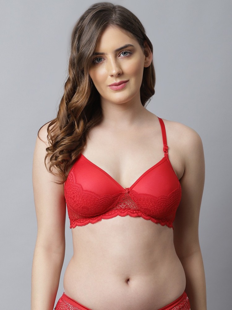 Buy PrettyCat Lightly Padded Lace Tshirt bra panty set - Lowest price in  India