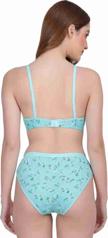 Buy SGC SWEDEN Green Printed Cotton and Hosiery Bra and Panty Set