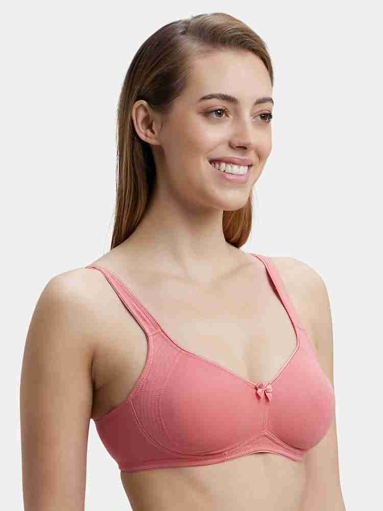 Women's Wirefree Non Padded Super Combed Cotton Elastane Stretch Full  Coverage Everyday Bra with Contoured Shaper Panel and Adjustable Straps -  Blush