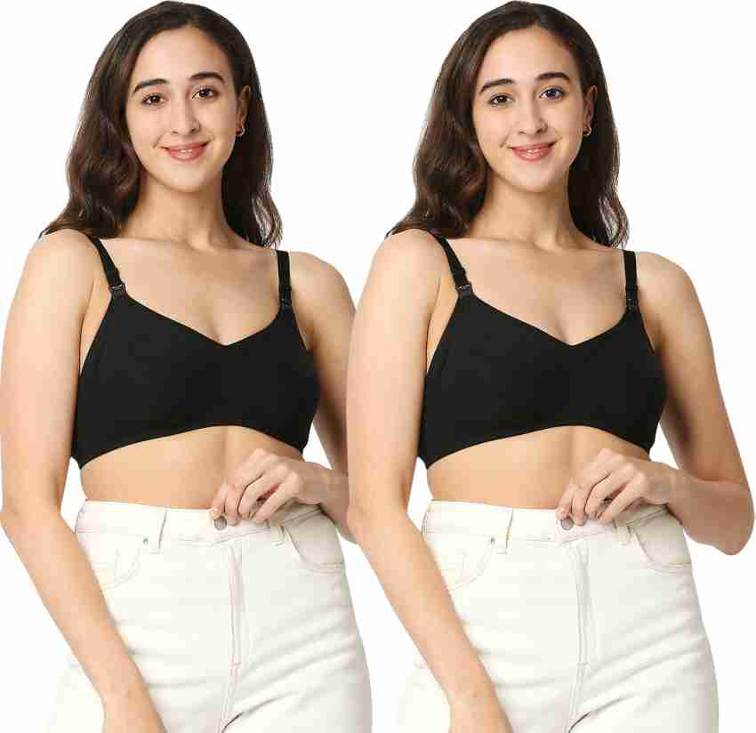 Buy Mee Mee Cotton Non-Wired Non-Padded Maternity Nursing Bra (Feeding Bra)  (Pink & Skin Color 36B) at